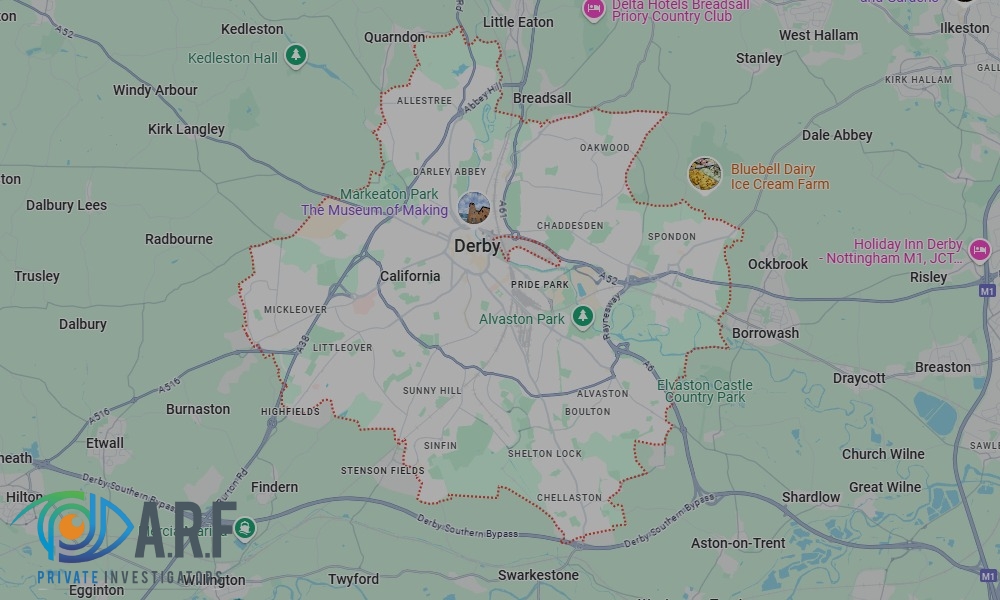 Our Private Detectives operate across Derby and the surrounding areas