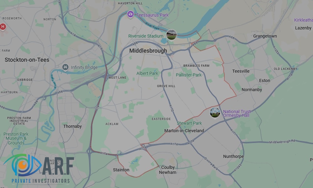 Our Private Detectives operate across Middlesbrough and the surrounding areas Our Private Detectives operate across Middlesbrough and the surrounding areas