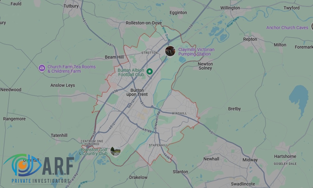 Our Private Detectives operate across Burton upon Trent and the surrounding areas