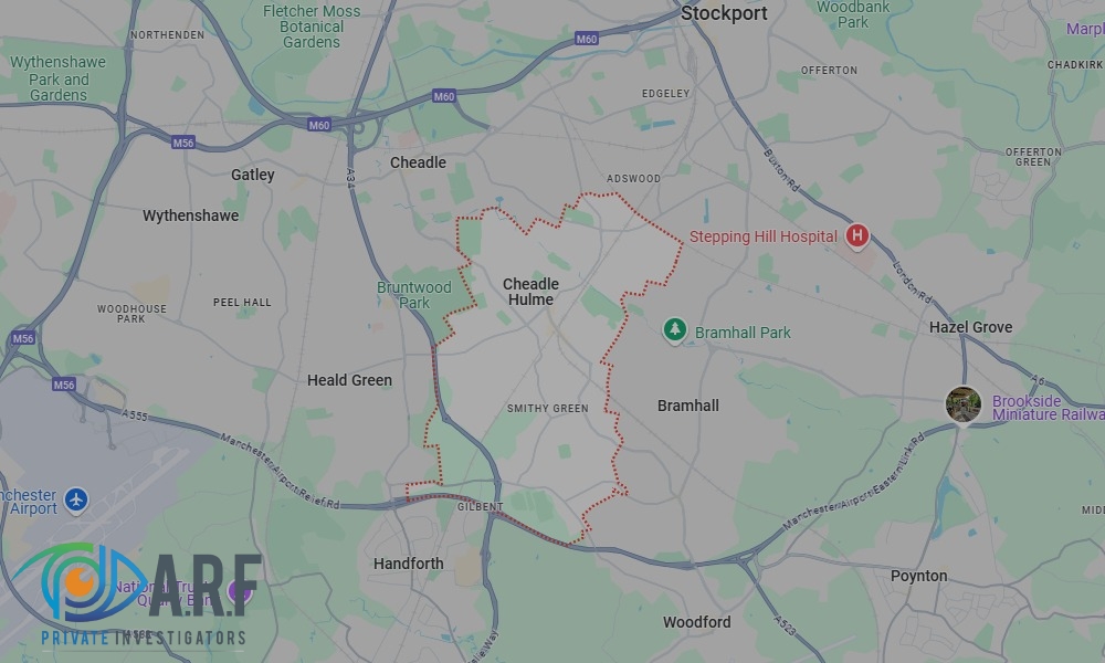 Our Private Detectives operate across Cheadle Hulme and the surrounding areas Our Private Detectives operate across Cheadle Hulme and the surrounding areas