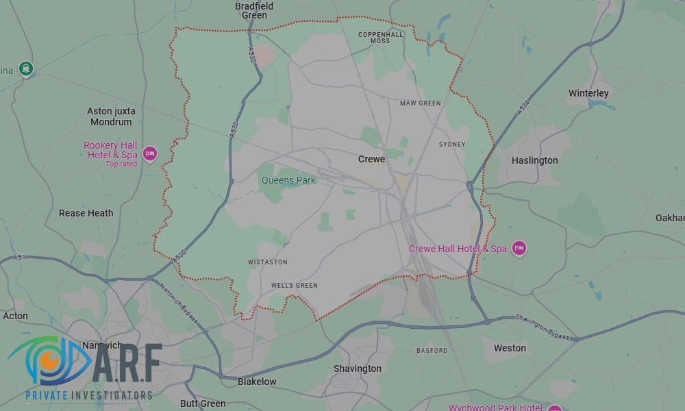 Our Private Detectives operate across Crewe and the surrounding areas Our Private Detectives operate across Crewe and the surrounding areas