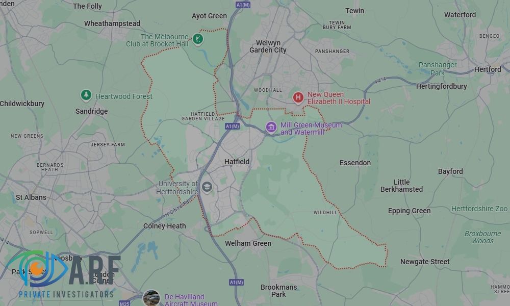 Our Private Detectives operate across Hatfield and the surrounding areas Our Private Detectives operate across Hatfield and the surrounding areas