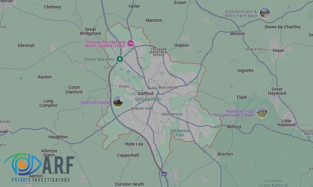 Our Private Detectives operate across Stafford and the surrounding areas